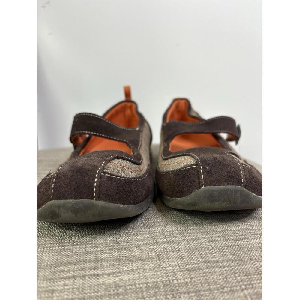 Lands End Shoes Womens Size 9.5 Mary Jane Comfort Brown Suede Canvas Loafer - Picture 4 of 11